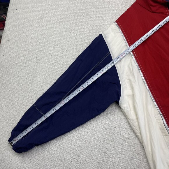 VTG Asics Sporting Gear Windbreaker Jacket Red / Blue Full Zip Men M Back Print - Picture 8 of 12